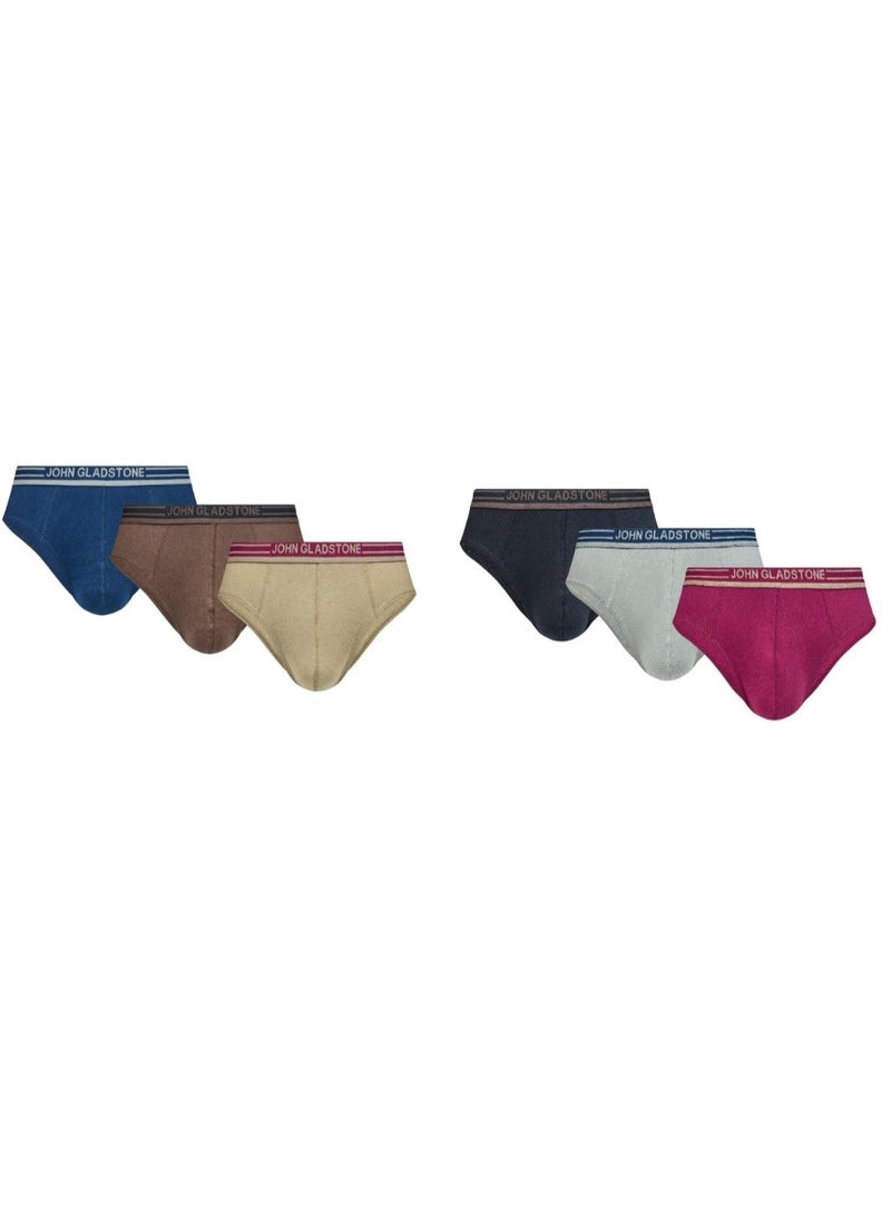 John Gladstone Mens Brief Outer Elastic Assorted Colors pack of 6 - Image 1